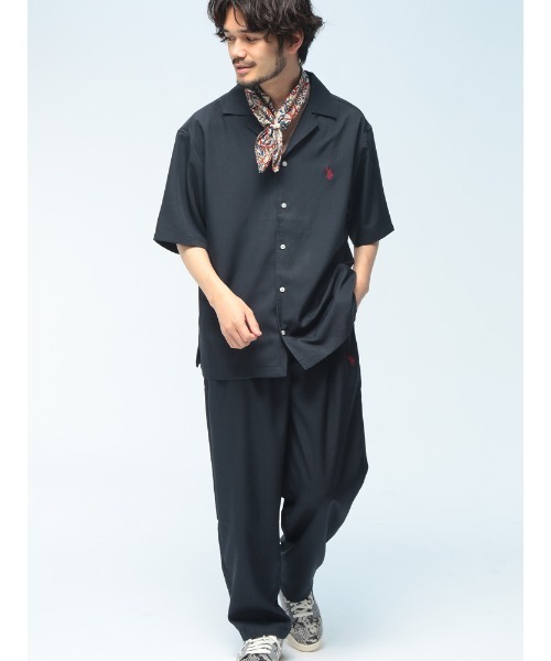 U.S. POLO ASSN.（ユーエスポロアッスン）の「U.S. POLO ASSN. (ユーエスポロアッスン) 開襟シャツ 半袖 PLM62700 ワンポイント ロゴ刺繍 オープンカラー オーバーシャツ ユニセックス（シャツ/ブラウス・メンズ・ブラック/ブルー/グレー・M/L/LL）」の14枚目の写真