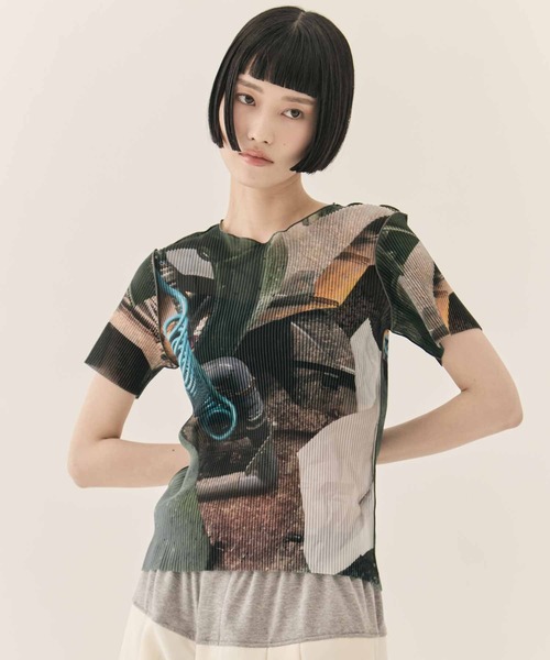 kotohayokozawa/コトハヨコザワ】SHEER GRAPHIC TOP/シアー