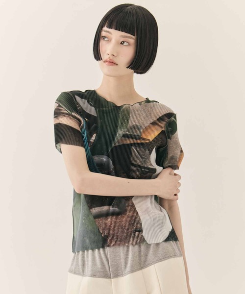 kotohayokozawa（コトハヨコザワ）の「【kotohayokozawa/コトハヨコザワ】SHEER GRAPHIC TOP/シアーグラフィックトップ（Tシャツ/カットソー・レディース・グリーン/その他1・FREE）」の10枚目の写真