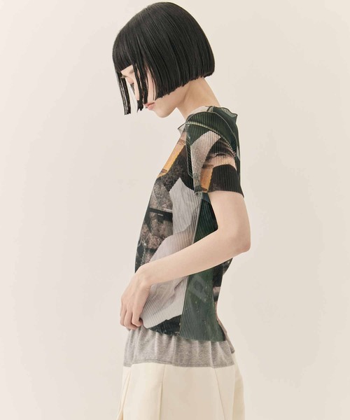kotohayokozawa（コトハヨコザワ）の「【kotohayokozawa/コトハヨコザワ】SHEER GRAPHIC TOP/シアーグラフィックトップ（Tシャツ/カットソー・レディース・グリーン/その他1・FREE）」の8枚目の写真