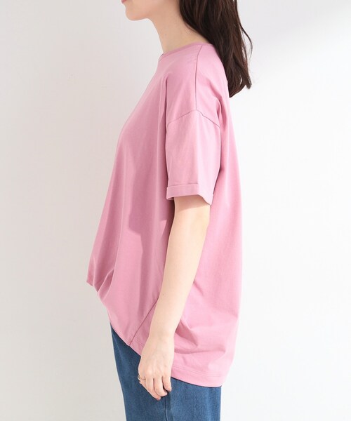 SHOO・LA・RUE（シューラルー）の「【ひんやり/洗濯機可/S-LL】インしてる風 フロントタックデザインTシャツ（Tシャツ/カットソー・レディース・ライトベージュ/ホワイト系5/ピンク系/カーキ/ブルー/ブラック・01/02/04/03）」の11枚目の写真