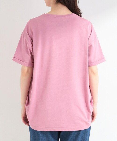 SHOO・LA・RUE（シューラルー）の「【ひんやり/洗濯機可/S-LL】インしてる風 フロントタックデザインTシャツ（Tシャツ/カットソー・レディース・ライトベージュ/ホワイト系5/ピンク系/カーキ/ブルー/ブラック・01/02/04/03）」の10枚目の写真