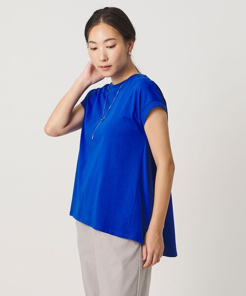 A DAY IN THE LIFE UNITED ARROWS(アデイインザライフユナイテッドアローズ)の「プレーティングテンジク フレア フレンチスリーブTシャツ ‐接触冷感・UVカット・吸水速乾‐<A DAY IN THE LIFE>(Tシャツ/カットソー・レディース・ブラック/オフホワイト/ナチュラル/その他1/コバルトブルー/イエロー・FREE)」の7枚目の写真