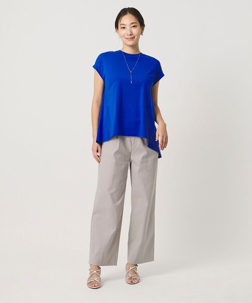 A DAY IN THE LIFE UNITED ARROWS(アデイインザライフユナイテッドアローズ)の「プレーティングテンジク フレア フレンチスリーブTシャツ ‐接触冷感・UVカット・吸水速乾‐<A DAY IN THE LIFE>(Tシャツ/カットソー・レディース・ブラック/オフホワイト/ナチュラル/その他1/コバルトブルー/イエロー・FREE)」の8枚目の写真