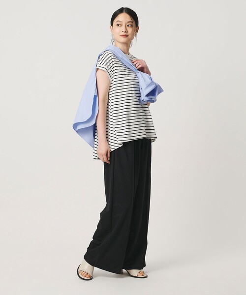 A DAY IN THE LIFE UNITED ARROWS(アデイインザライフユナイテッドアローズ)の「プレーティングテンジク フレア フレンチスリーブTシャツ ‐接触冷感・UVカット・吸水速乾‐<A DAY IN THE LIFE>(Tシャツ/カットソー・レディース・ブラック/オフホワイト/ナチュラル/その他1/コバルトブルー/イエロー・FREE)」の9枚目の写真