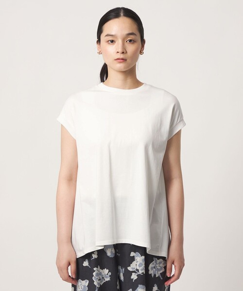 A DAY IN THE LIFE UNITED ARROWS(アデイインザライフユナイテッドアローズ)の「プレーティングテンジク フレア フレンチスリーブTシャツ ‐接触冷感・UVカット・吸水速乾‐<A DAY IN THE LIFE>(Tシャツ/カットソー・レディース・ブラック/オフホワイト/ナチュラル/その他1/コバルトブルー/イエロー・FREE)」の11枚目の写真