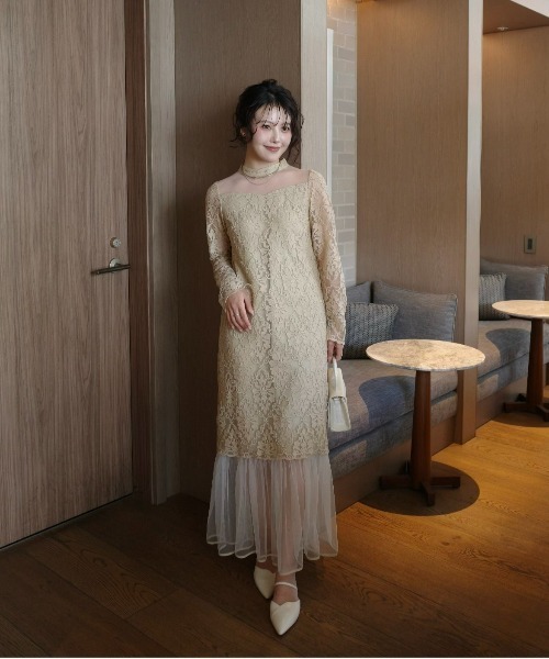 ク★新品タグ付き★ LE’RURE  lace scallop ドレス Midi scallop lace dress（ワンピース）｜LE'RURE（リルアー）の