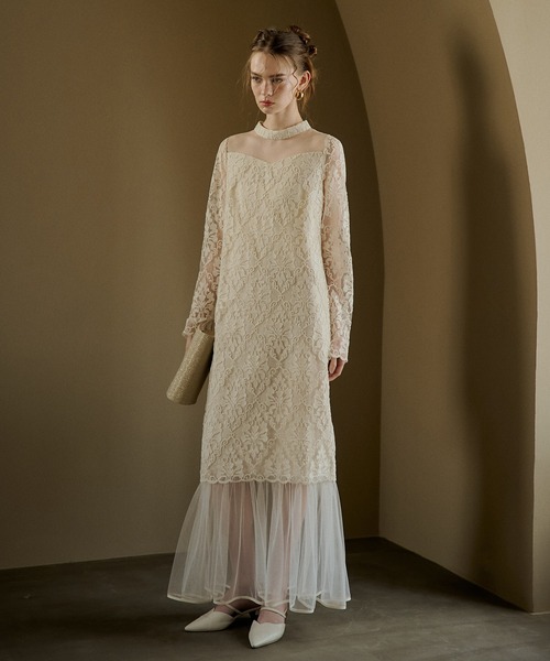 LE'RURE(リルアー)の「Midi scallop lace dress(ワンピース・レディース・アイボリー/ベージュ/ブラック・TALL/MEDIUM/SMALL)」の8枚目の写真