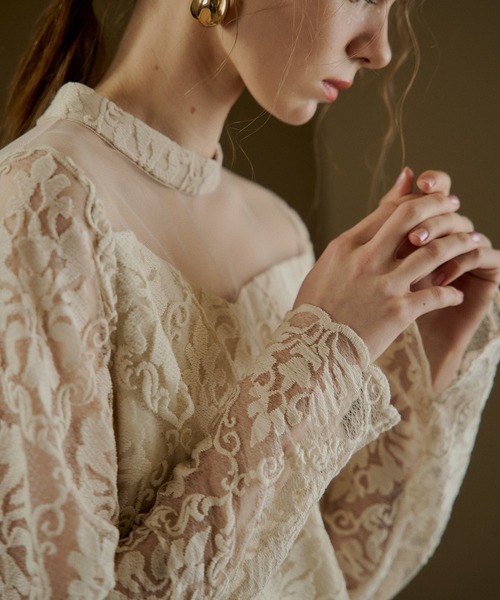 LE'RURE(リルアー)の「Midi scallop lace dress(ワンピース・レディース・アイボリー/ベージュ/ブラック・TALL/MEDIUM/SMALL)」の9枚目の写真