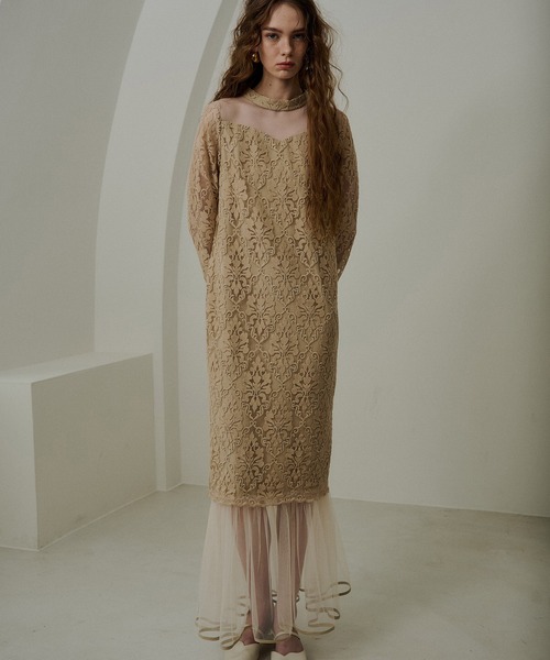 LE'RURE(リルアー)の「Midi scallop lace dress(ワンピース・レディース・アイボリー/ベージュ/ブラック・TALL/MEDIUM/SMALL)」の17枚目の写真