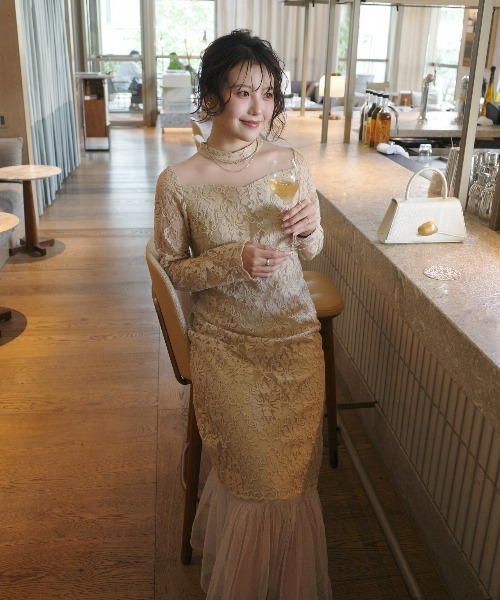 LE'RURE(リルアー)の「Midi scallop lace dress(ワンピース・レディース・アイボリー/ベージュ/ブラック・TALL/MEDIUM/SMALL)」の14枚目の写真
