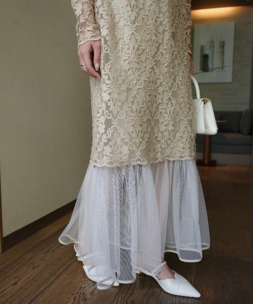 LE'RURE(リルアー)の「Midi scallop lace dress(ワンピース・レディース・アイボリー/ベージュ/ブラック・TALL/MEDIUM/SMALL)」の16枚目の写真