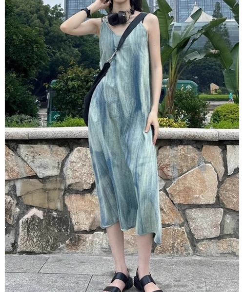 水彩ニュアンス タイダイ柄 キャミソールワンピース（ワンピース