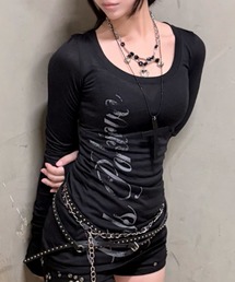 Never mind the XU | 【Never mind the XU】sheer lettering tight long sleeve tee / 【ネバーマインド ザ エックスユー】シアーレタリングタイト長袖Tシャツ<着用動画あり>(Tシャツ/カットソー)