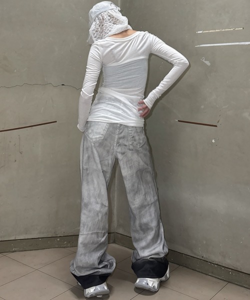 Never mind the XU(ネバーマインドザエックスユー)の「【Never mind the XU】sheer lettering tight long sleeve tee / 【ネバーマインド ザ エックスユー】シアーレタリングタイト長袖Tシャツ<着用動画あり>(Tシャツ/カットソー・レディース・ホワイト/ピンク/ブラック・S)」の18枚目の写真