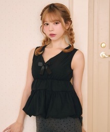 フロントリボンスリーブレストップス