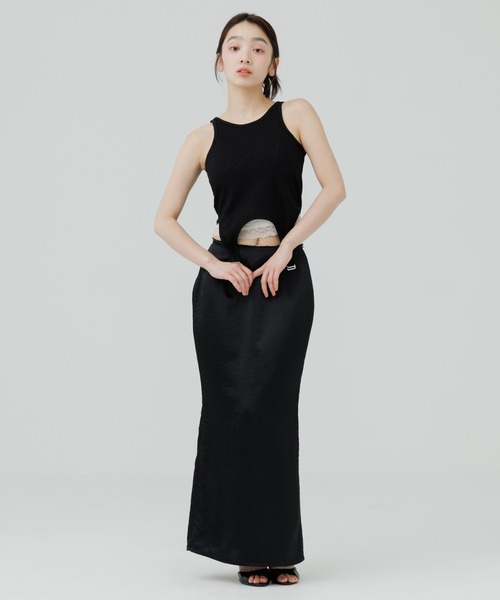 SENEE（セニー）の「garter design tank top（ガーターデザインタンクトップ）（Tシャツ/カットソー・レディース・アイボリー/ブラック・FREE）」の7枚目の写真