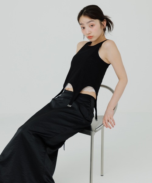 SENEE（セニー）の「garter design tank top（ガーターデザインタンクトップ）（Tシャツ/カットソー・レディース・アイボリー/ブラック・FREE）」の8枚目の写真