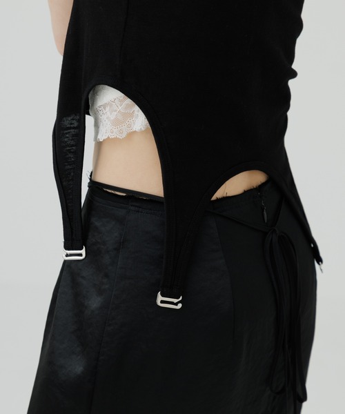SENEE（セニー）の「garter design tank top（ガーターデザインタンクトップ）（Tシャツ/カットソー・レディース・アイボリー/ブラック・FREE）」の9枚目の写真