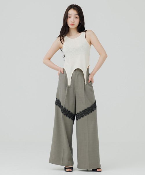 SENEE（セニー）の「garter design tank top（ガーターデザインタンクトップ）（Tシャツ/カットソー・レディース・アイボリー/ブラック・FREE）」の15枚目の写真