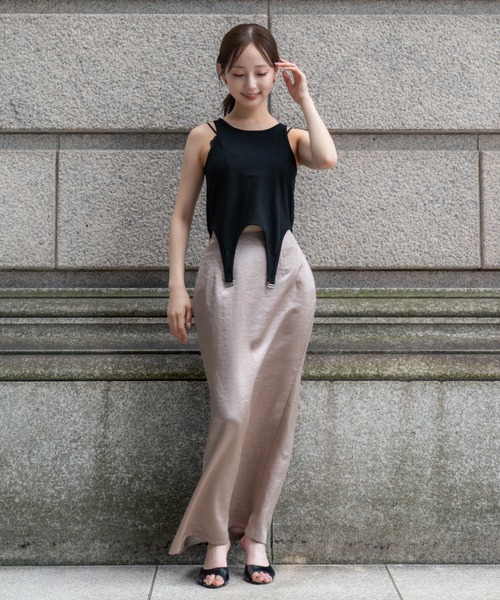 SENEE（セニー）の「garter design tank top（ガーターデザインタンクトップ）（Tシャツ/カットソー・レディース・アイボリー/ブラック・FREE）」の20枚目の写真