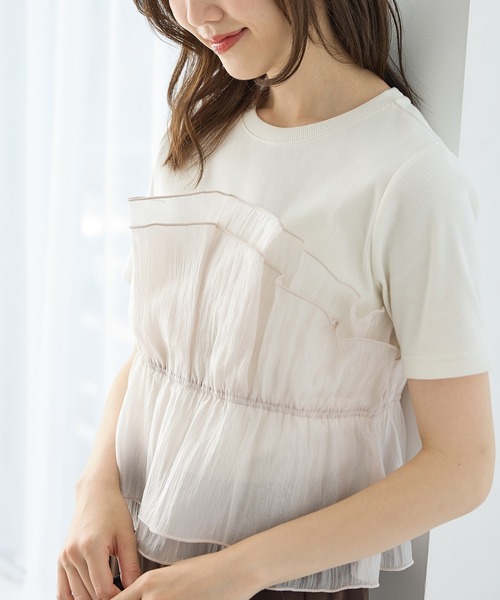 Honeys(ハニーズ)の「ビスチェ風トップス(Tシャツ/カットソー・レディース・ブラック/ホワイト系その他2/ホワイト系その他4/ホワイト系その他3・S/M/LL/L)」の1枚目の写真