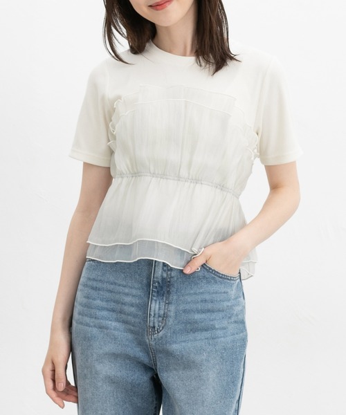 Honeys(ハニーズ)の「ビスチェ風トップス(Tシャツ/カットソー・レディース・ブラック/ホワイト系その他2/ホワイト系その他4/ホワイト系その他3・S/M/LL/L)」の2枚目の写真