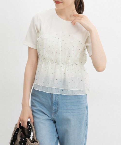 Honeys(ハニーズ)の「ビスチェ風トップス(Tシャツ/カットソー・レディース・ブラック/ホワイト系その他2/ホワイト系その他4/ホワイト系その他3・S/M/LL/L)」の3枚目の写真