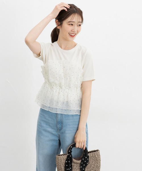 Honeys(ハニーズ)の「ビスチェ風トップス(Tシャツ/カットソー・レディース・ブラック/ホワイト系その他2/ホワイト系その他4/ホワイト系その他3・S/M/LL/L)」の14枚目の写真