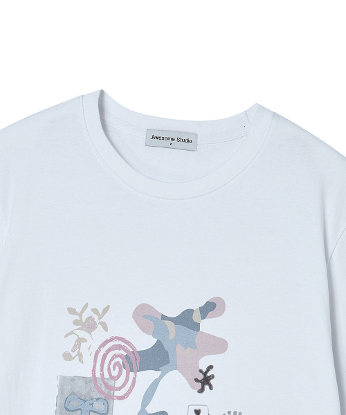 AWESOME STUDIO(オーサムスタジオ)の「フラワーアートワークトップ ホワイト(Tシャツ/カットソー・レディース・ホワイト・FREE)」の7枚目の写真