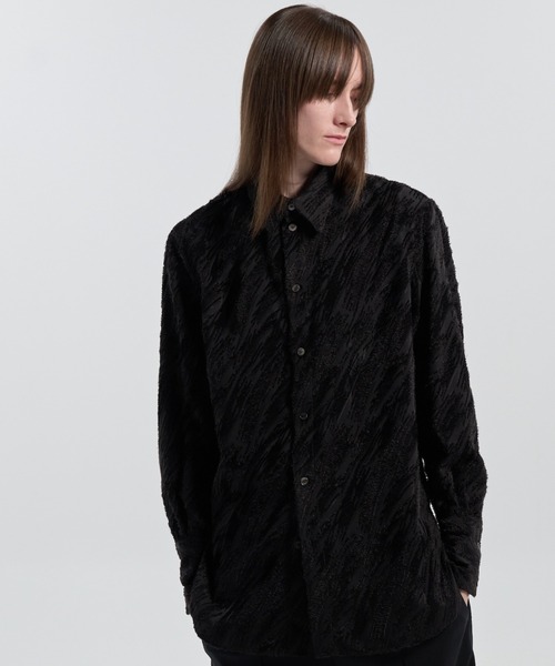 CINOH(チノ)の「CUT JACQUARD SHIRT(シャツ/ブラウス・レディース・ブラック・38)」の1枚目の写真