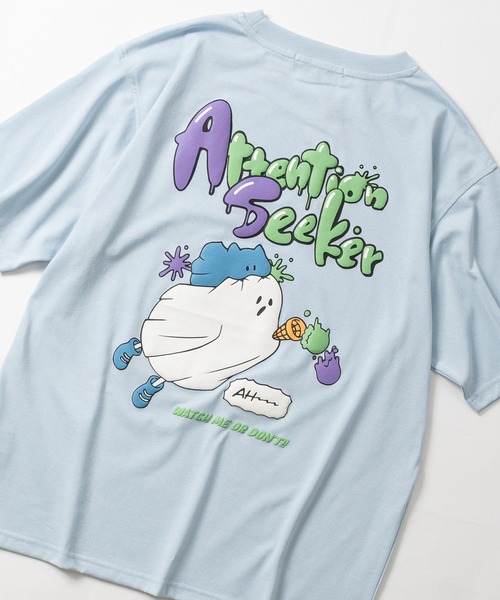 Jungle Storm(ジャングルストーム)の「【13】発泡GOHSTプリント ビッグシルエットTシャツ(Tシャツ/カットソー・メンズ・サックスブルー系1/ホワイト/ブラック系1/ホワイト系1/ブラック/サックスブルー・MEDIUM/LARGE)」の5枚目の写真