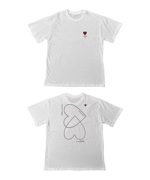 MATU:TA(マトゥータ)の「【目線を惹く重なるハート】ダブルハートTシャツ / オーバーTシャツ プリント ハート カジュアル ストリート 海外ガール レタリング ラフ 大きめ 万能 2色展開 ホワイト ブラック 夏(Tシャツ/カットソー・レディース・ホワイト/ブラック・FREE)」の3枚目の写真