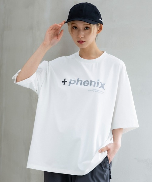 +phenix(プラスフェニックス)の「+phenix(プラスフェニックス)Outlast MIRRORED GRAPHIC SHORT SLEEVE TEE / ミラードグラフィック ショートスリーブTシャツ(Tシャツ/カットソー・メンズ・ホワイト/ブラック・M/L)」の2枚目の写真