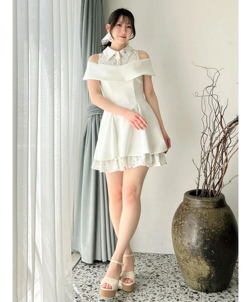 dazzlin（ダズリン）の「シャツレイヤードカットワンピース（ワンピース・レディース・ネイビー/オフホワイト・SMALL/MEDIUM）」の4枚目の写真