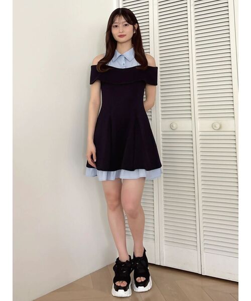 dazzlin（ダズリン）の「シャツレイヤードカットワンピース（ワンピース・レディース・ネイビー/オフホワイト・SMALL/MEDIUM）」の12枚目の写真