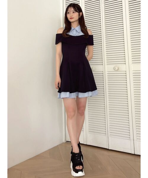 dazzlin（ダズリン）の「シャツレイヤードカットワンピース（ワンピース・レディース・ネイビー/オフホワイト・SMALL/MEDIUM）」の13枚目の写真