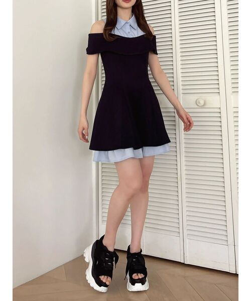 dazzlin（ダズリン）の「シャツレイヤードカットワンピース（ワンピース・レディース・ネイビー/オフホワイト・SMALL/MEDIUM）」の14枚目の写真