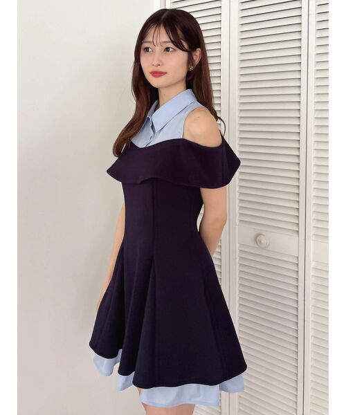 dazzlin（ダズリン）の「シャツレイヤードカットワンピース（ワンピース・レディース・ネイビー/オフホワイト・SMALL/MEDIUM）」の18枚目の写真