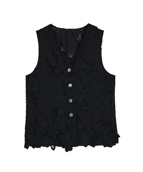 Ameri(アメリ)の「MEDI CUTWORK 3D LACE MOTIF VEST(ベスト・レディース・ブラック/ホワイト・MEDIUM/SMALL)」の9枚目の写真