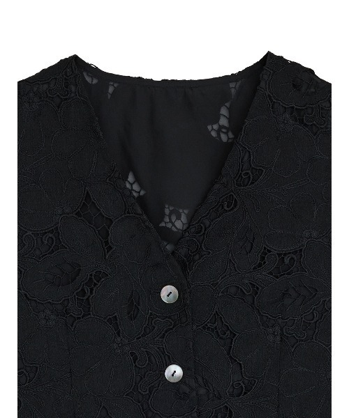 Ameri(アメリ)の「MEDI CUTWORK 3D LACE MOTIF VEST(ベスト・レディース・ブラック/ホワイト・MEDIUM/SMALL)」の10枚目の写真