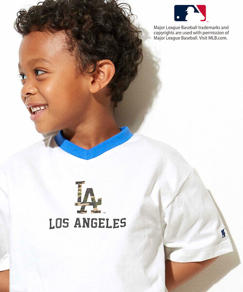 WASK（ワスク）の「【MLB】 モチーフVネックTシャツ（Tシャツ/カットソー・キッズ・グレー/ブルー/オフホワイト・130cm/140cm/150cm/160cm）」の5枚目の写真