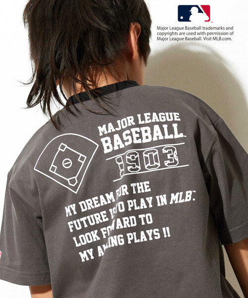 WASK（ワスク）の「【MLB】 モチーフVネックTシャツ（Tシャツ/カットソー・キッズ・グレー/ブルー/オフホワイト・130cm/140cm/150cm/160cm）」の10枚目の写真