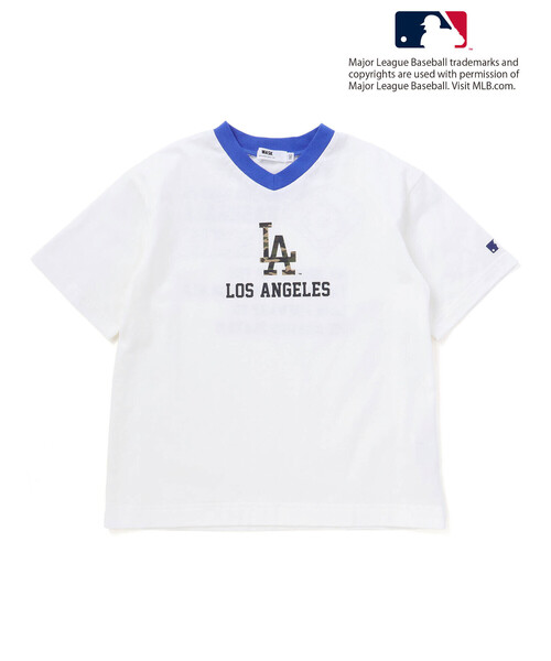 WASK（ワスク）の「【MLB】 モチーフVネックTシャツ（Tシャツ/カットソー・キッズ・グレー/ブルー/オフホワイト・130cm/140cm/150cm/160cm）」の12枚目の写真