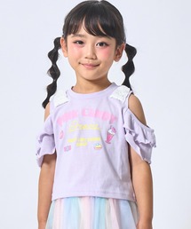 ANAP kids（アナップキッズ）の「ぷっくりプリント肩アキフリルトップス（Tシャツ/カットソー）」