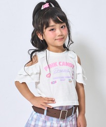 ANAP kids | ぷっくりプリント肩アキフリルトップス(Tシャツ/カットソー)