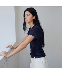 URAGO（ユラーゴ）の「Tencel shirring half t-shirt（Tシャツ/カットソー）」