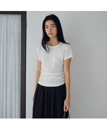 URAGO（ユラーゴ）の「Tencel shirring half t-shirt（Tシャツ/カットソー）」