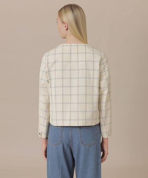 MACKINTOSH LONDON(マッキントッシュ ロンドン)の「【WEB・一部店舗限定】ポリエステルリネンチェックジャケット(ノーカラージャケット・レディース・ベージュ・38)」の6枚目の写真