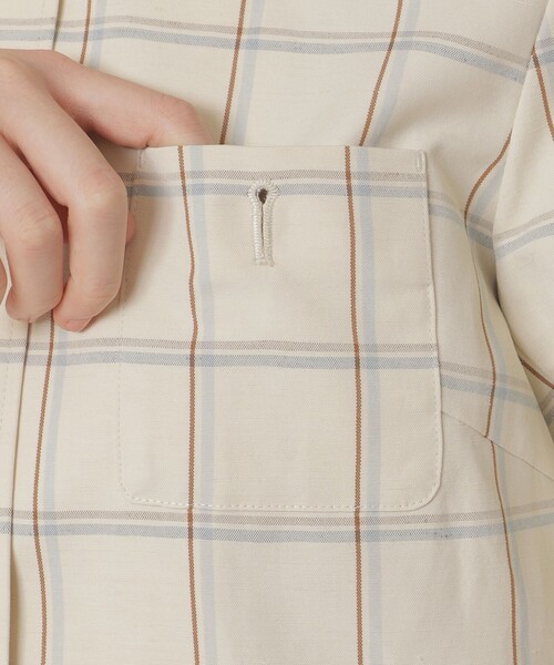 MACKINTOSH LONDON(マッキントッシュ ロンドン)の「【WEB・一部店舗限定】ポリエステルリネンチェックジャケット(ノーカラージャケット・レディース・ベージュ・38)」の7枚目の写真
